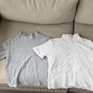 Zara Gray and White Knit Tops